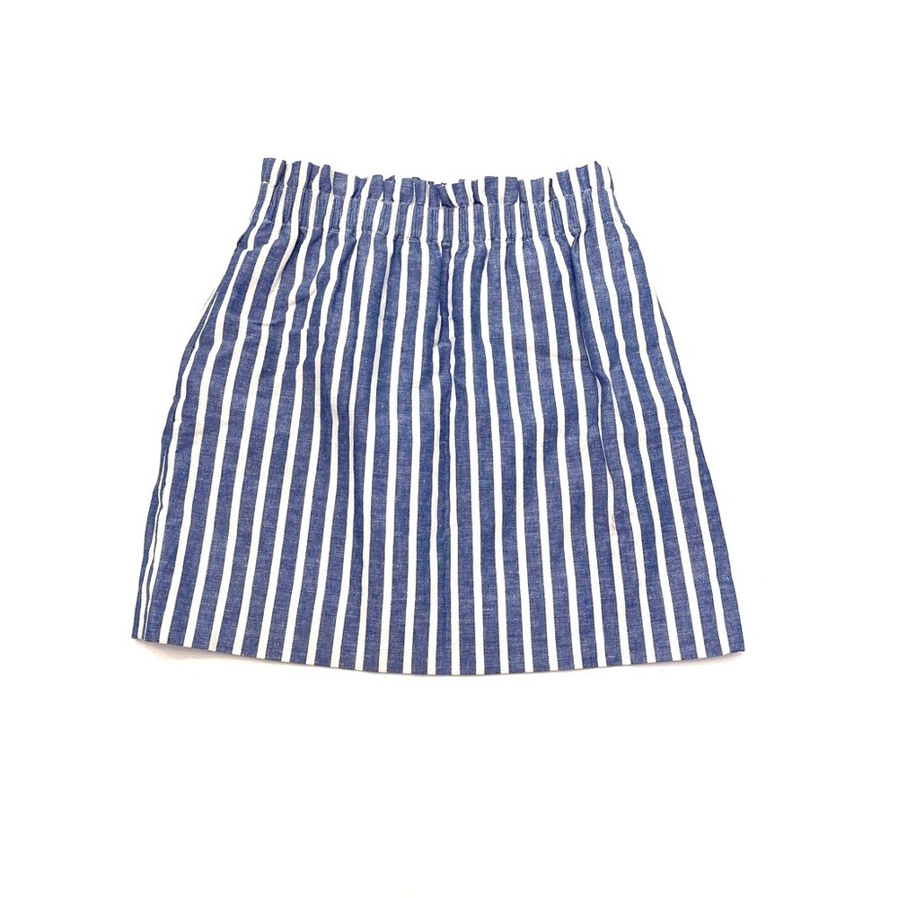 J. Crew Skirt Linen Cotton Womens 4 Pockets Lined Paper Bag Elastic Striped Mini